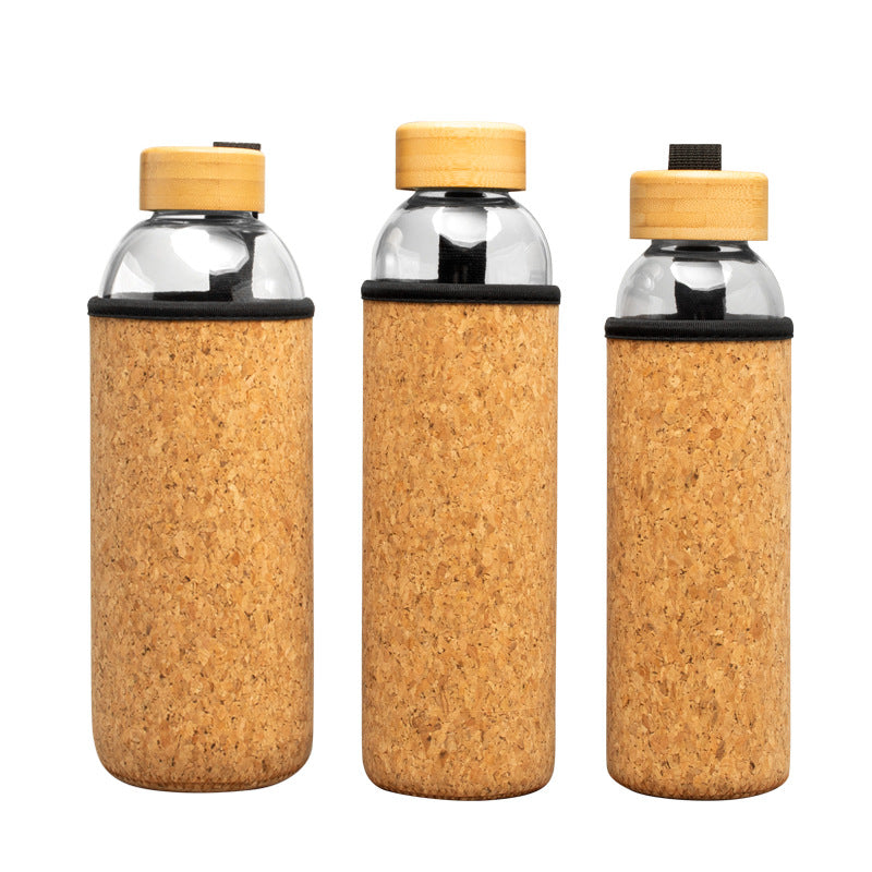 Flat Pressure Process Bamboo Lid Small Mouth Glass Water Cup Large Capacity Outdoor Sports Handle Cup Environmentally Friendly and Healthy Car Tea Cup