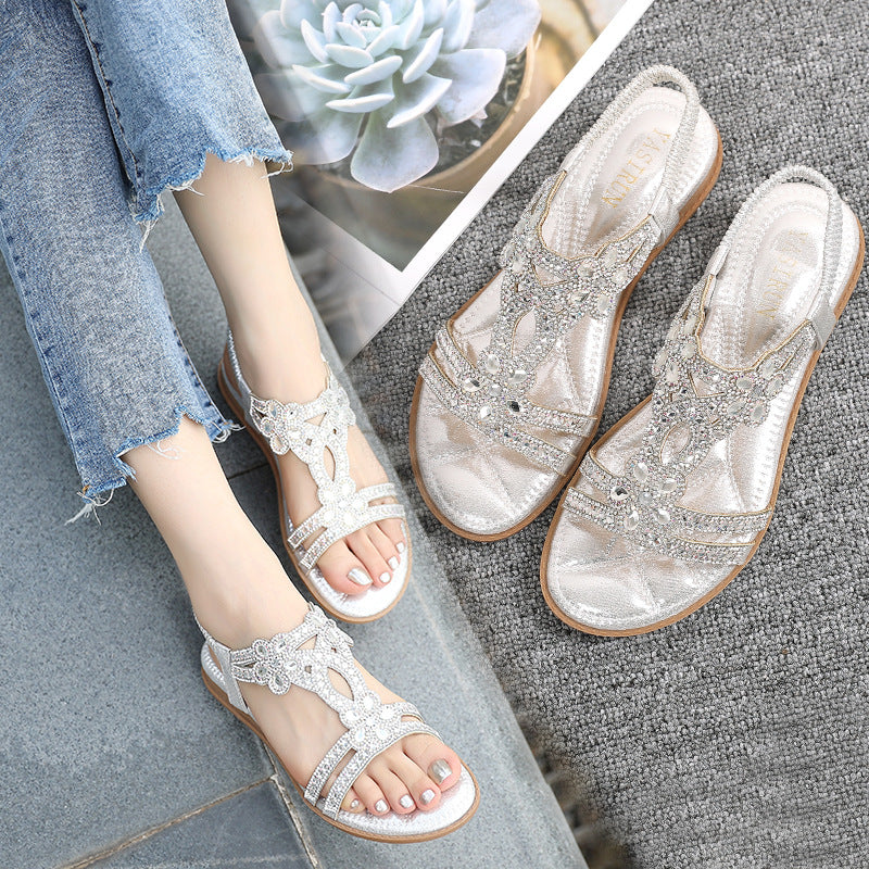 Flat Rhinestone Sandals