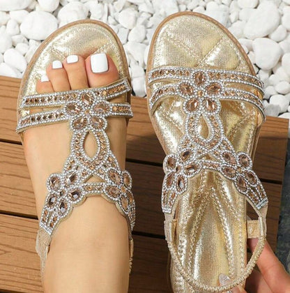 Flat Rhinestone Sandals
