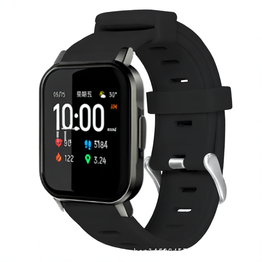 Flat, solid-color silicone watch strap
