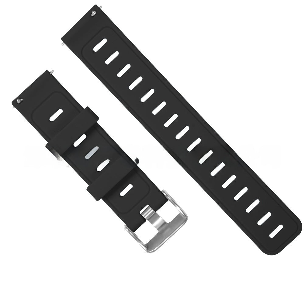 Flat, solid-color silicone watch strap
