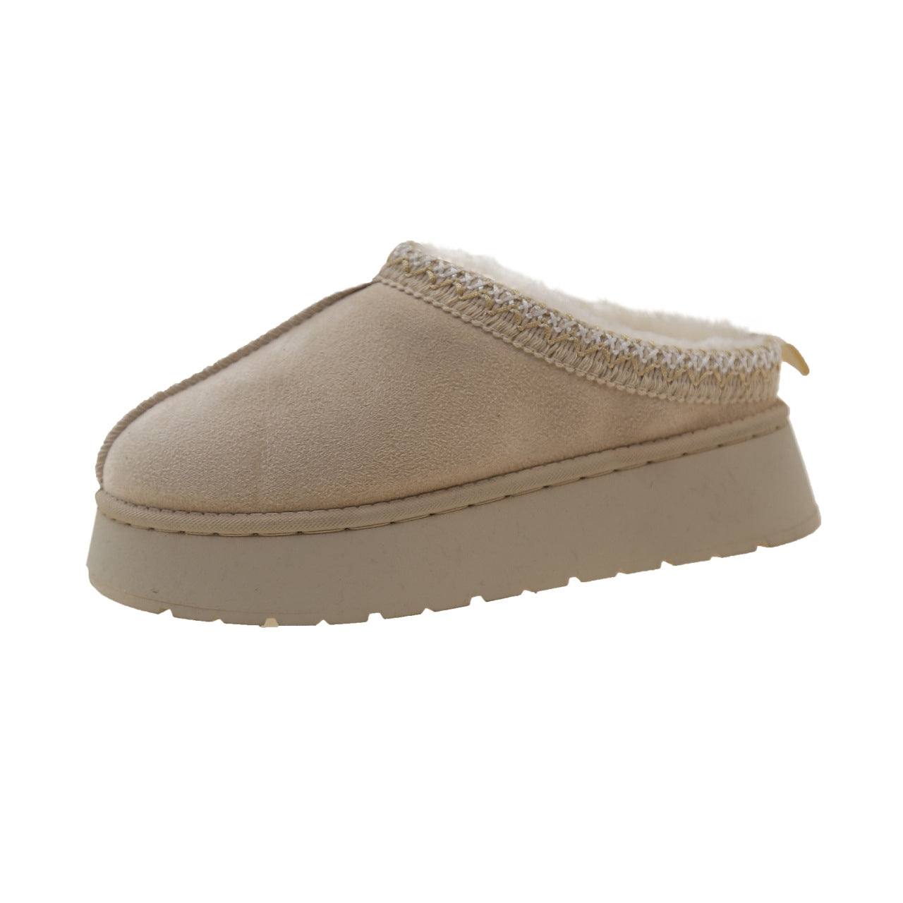 Fleece and fur one-piece flip-top cotton shoes