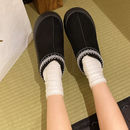 Fleece and fur one-piece flip-top cotton shoes