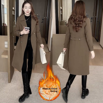 Fleece-lined and thickened windbreaker coat