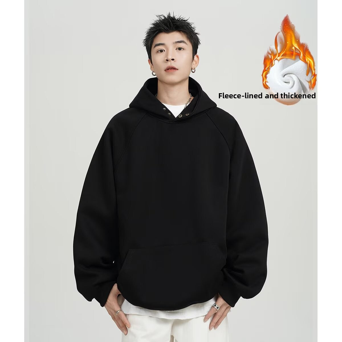 Fleece Lined Button Up Hoodie