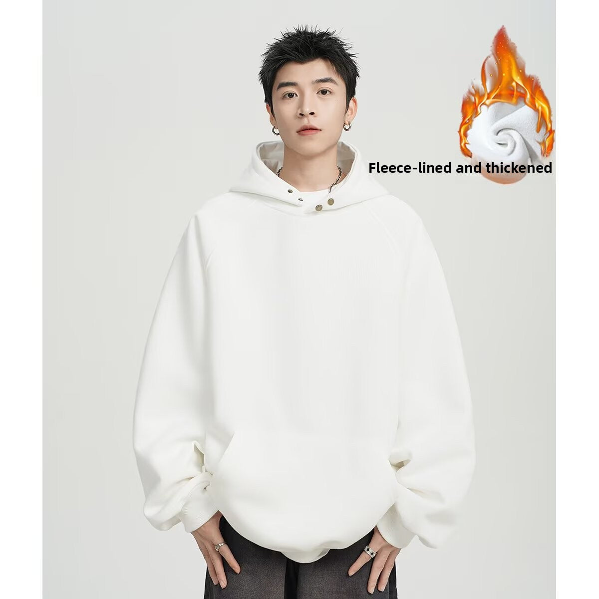 Fleece Lined Button Up Hoodie