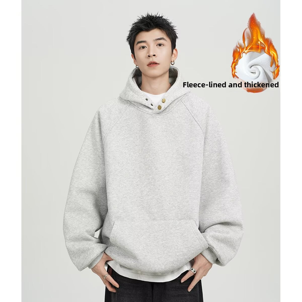 Fleece Lined Button Up Hoodie