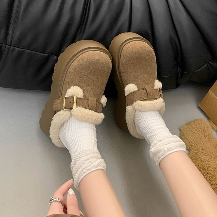 Fleece-lined cotton shoes