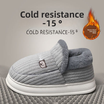Fleece-Lined Cotton Slippers with Anti-Slip Sole