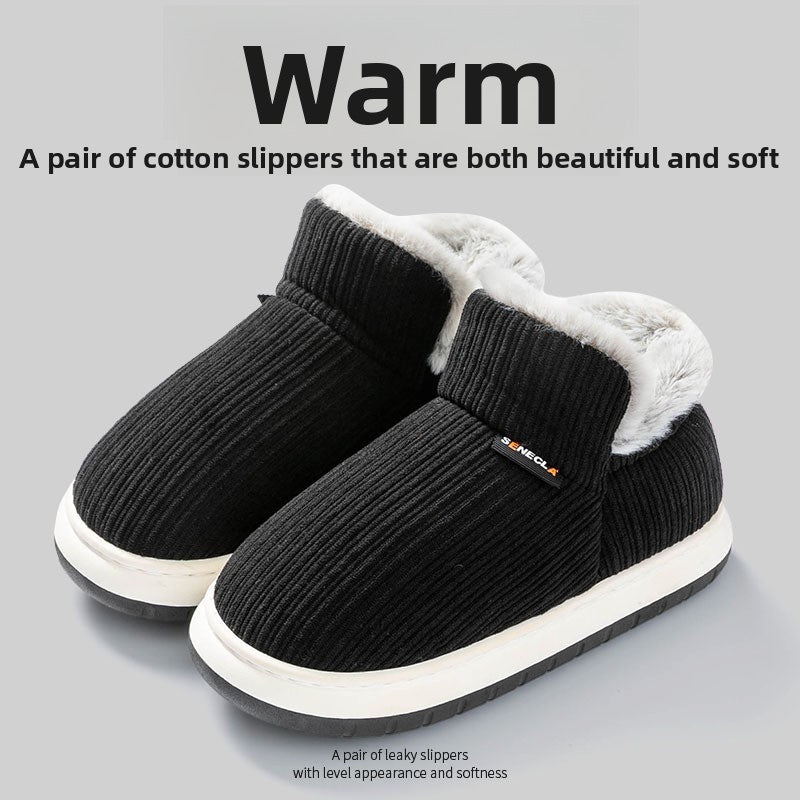 Fleece-Lined Cotton Slippers with Anti-Slip Sole
