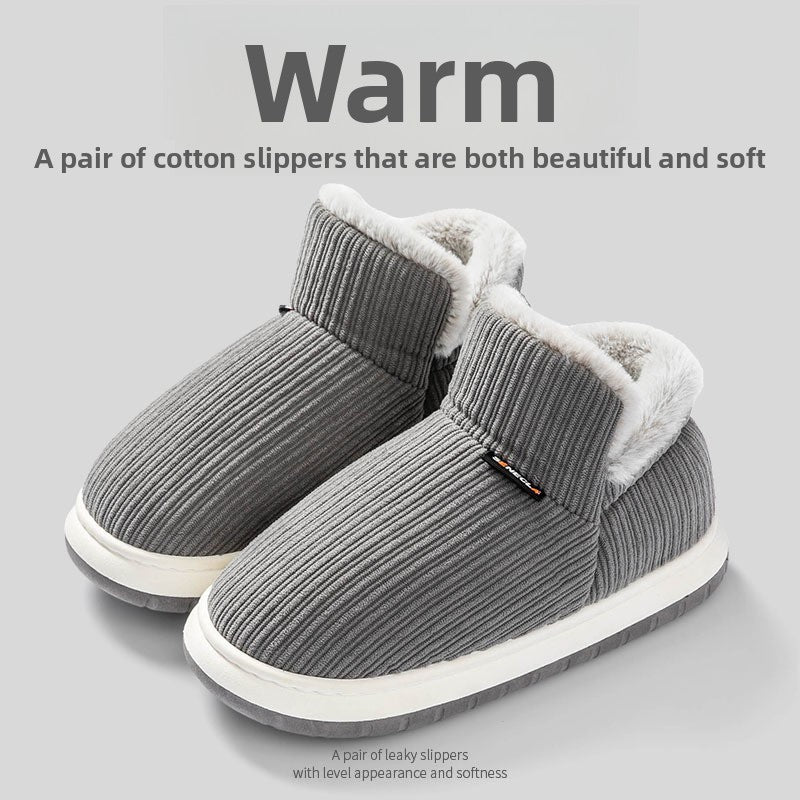 Fleece-Lined Cotton Slippers with Anti-Slip Sole