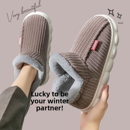 Fleece-Lined Cotton Slippers with Anti-Slip Sole