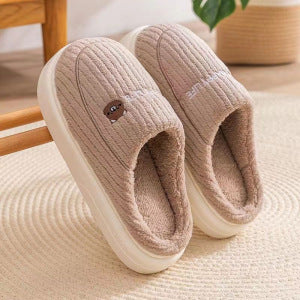 Fleece-Lined Cotton Slippers with Anti-Slip Sole