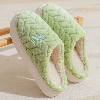 Fleece-Lined Cotton Slippers with Anti-Slip Sole