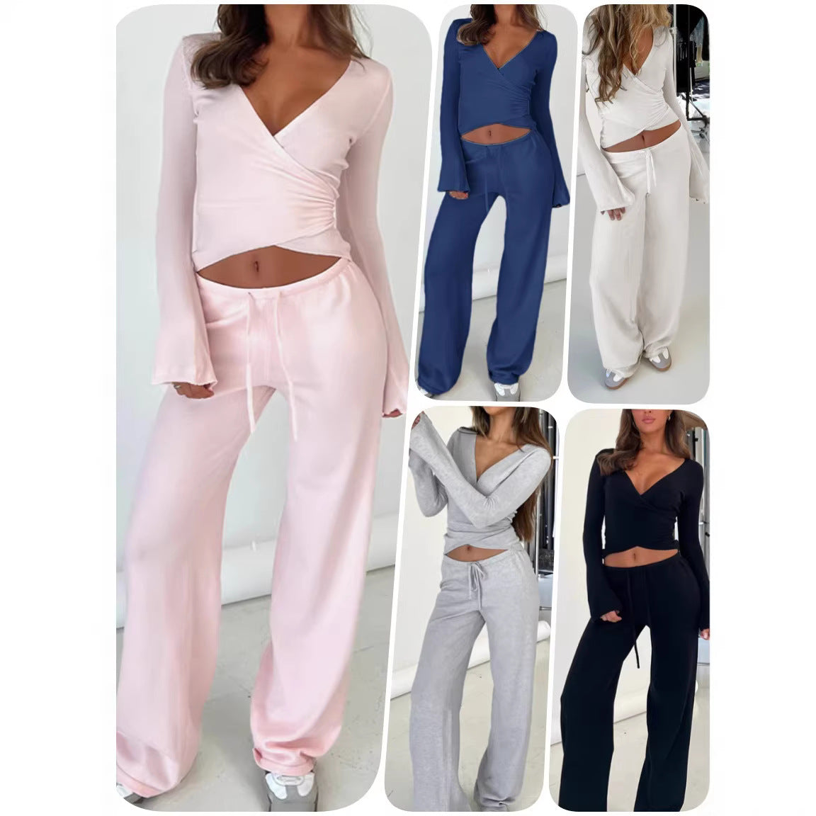 Fleece-Lined Drawstring Waist Casual Set