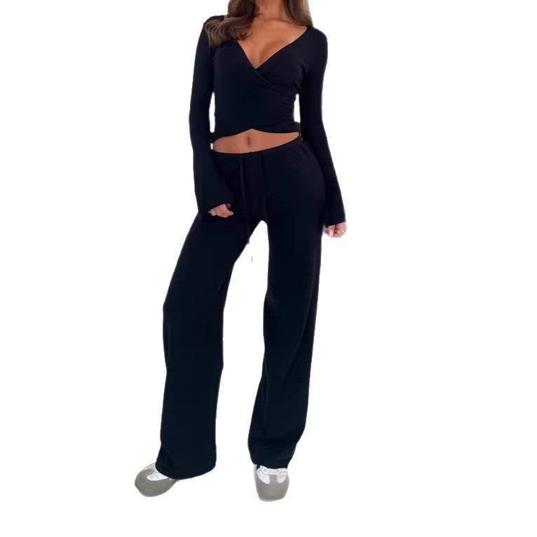 Fleece-Lined Drawstring Waist Casual Set
