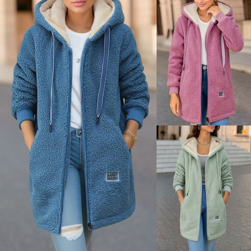 Fleece-Lined Embroidered Zipper Jacket