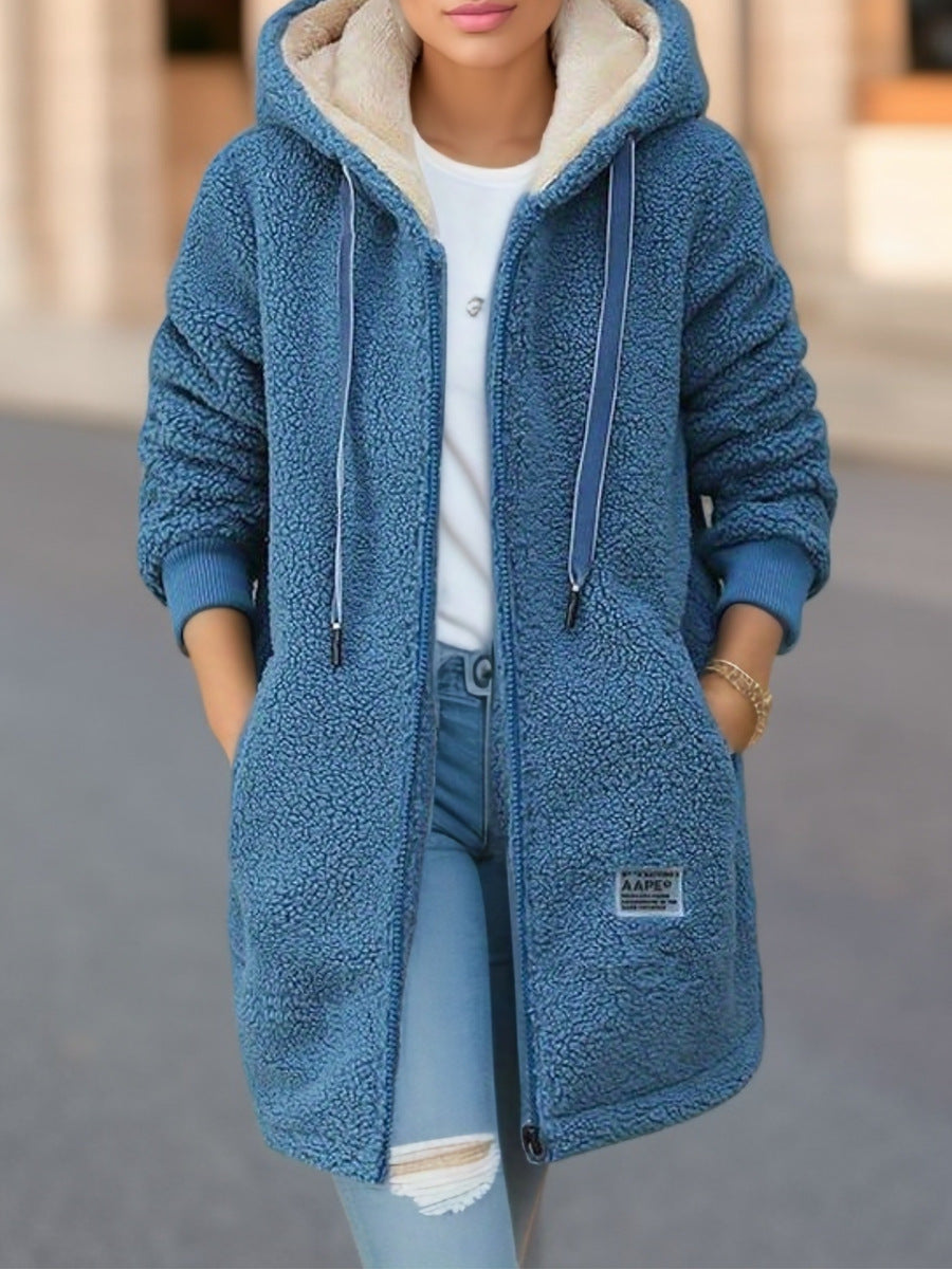 Fleece-Lined Embroidered Zipper Jacket