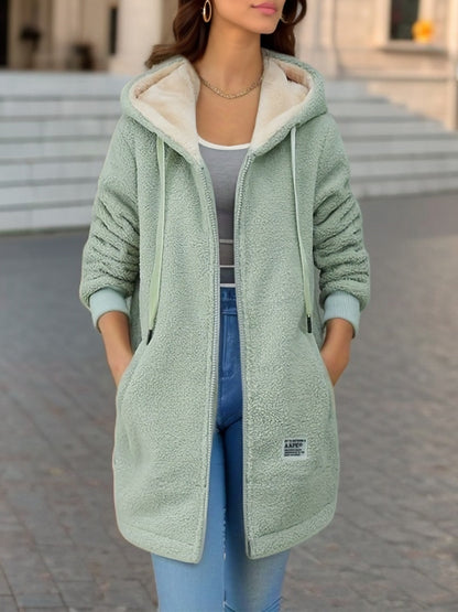 Fleece-Lined Embroidered Zipper Jacket