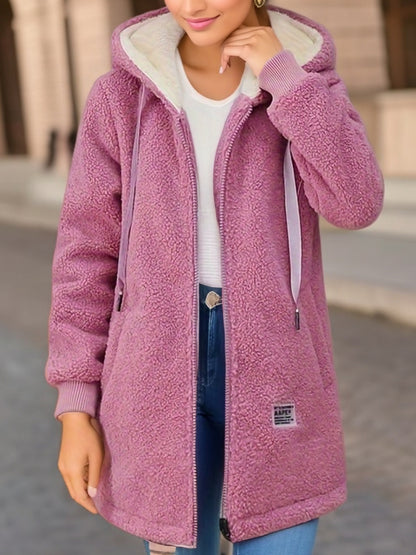 Fleece-Lined Embroidered Zipper Jacket