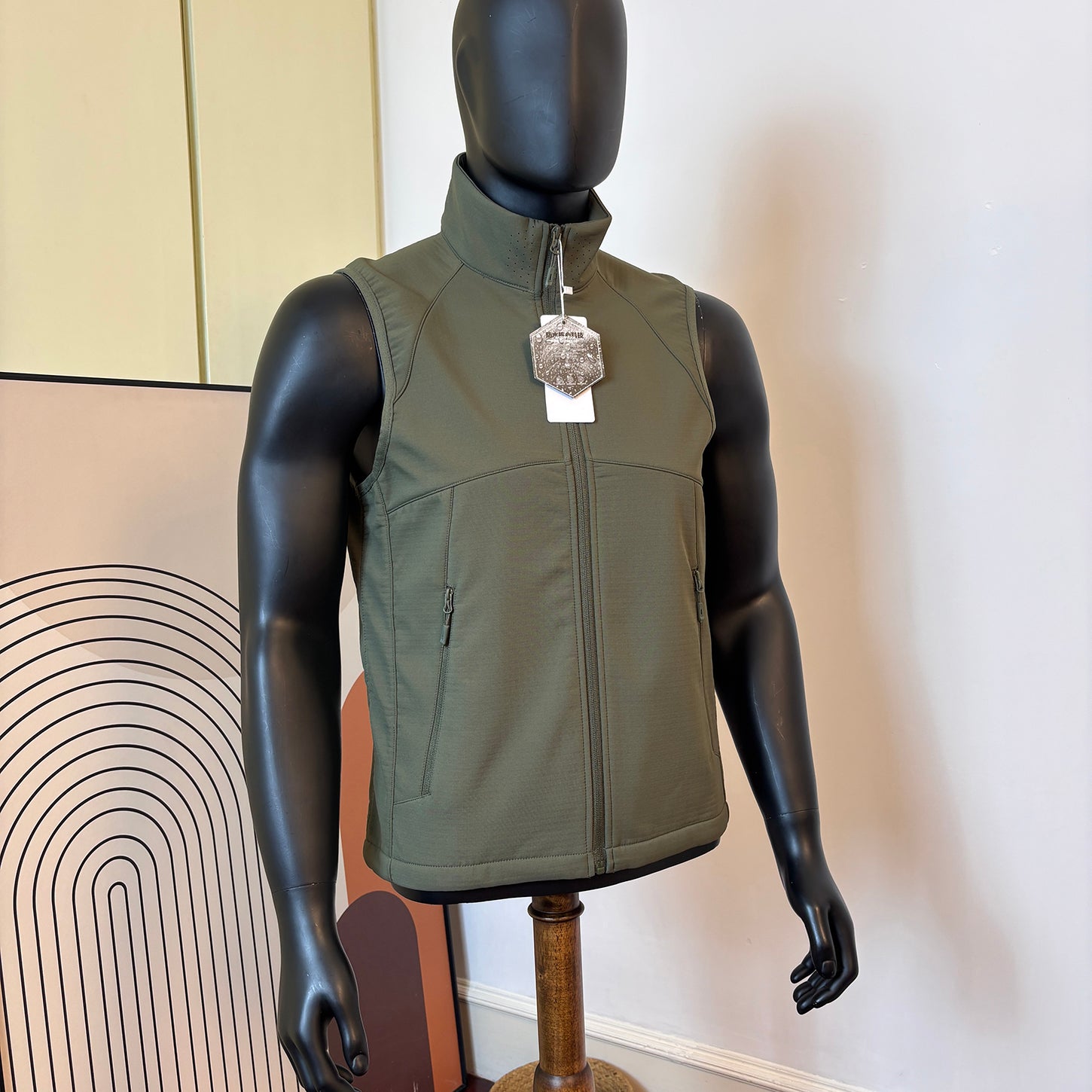 Fleece-lined high collar vest