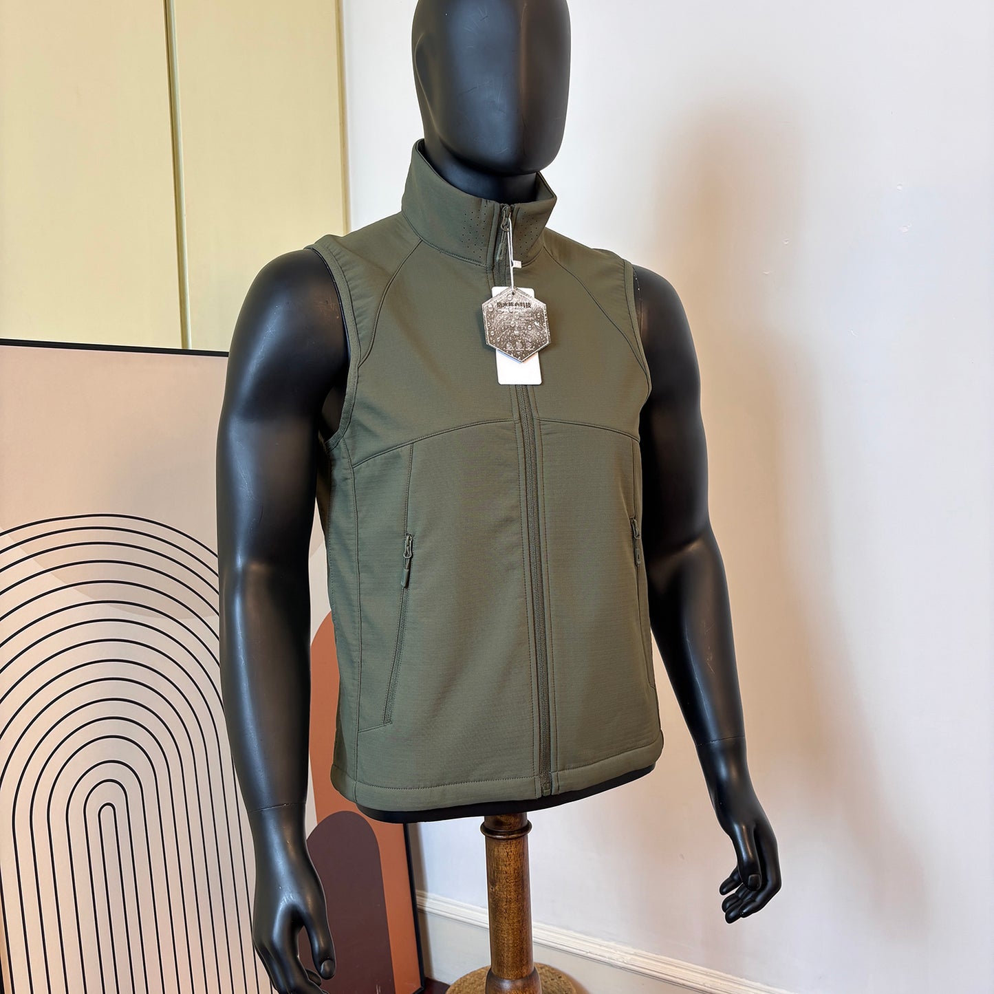 Fleece-lined high collar vest