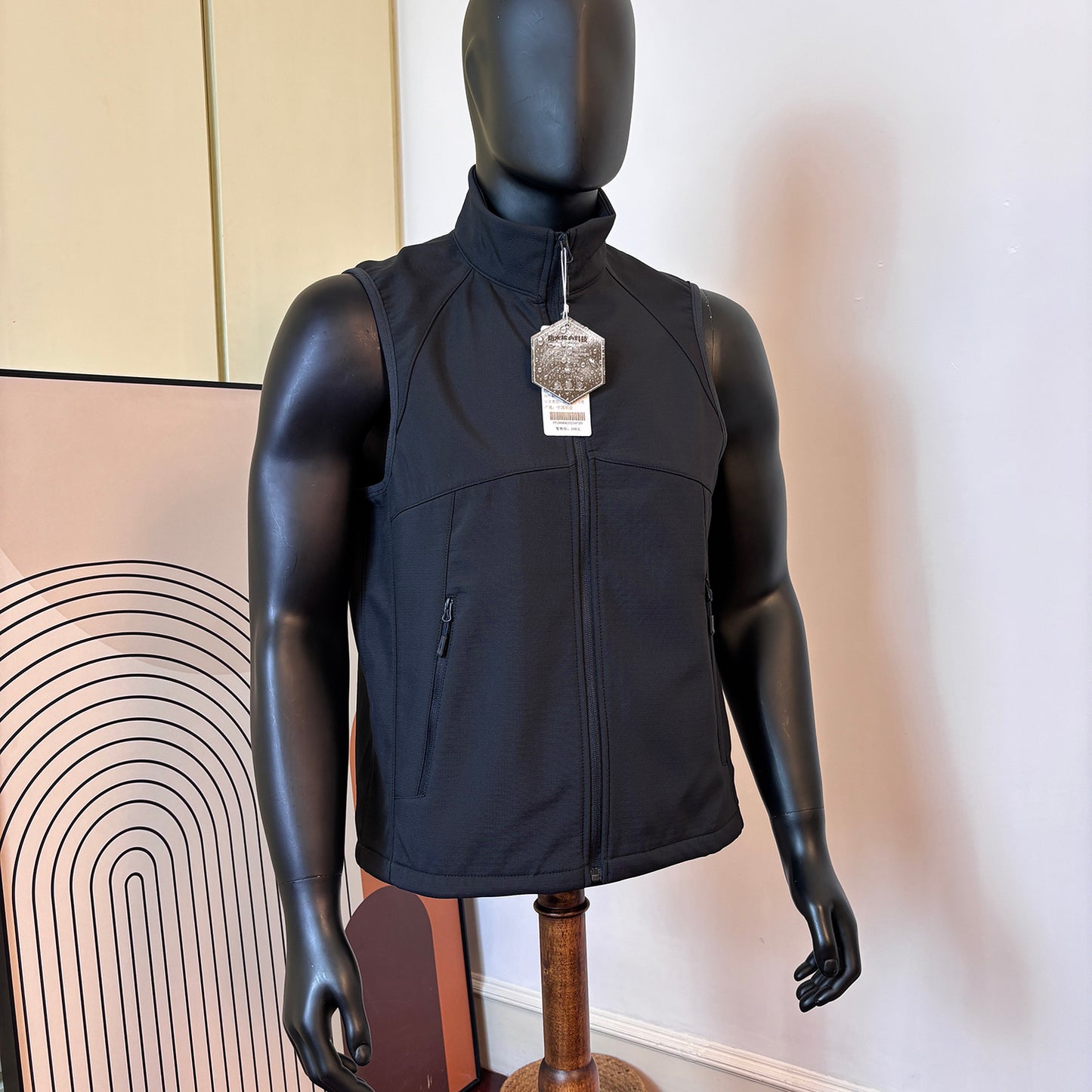 Fleece-lined high collar vest