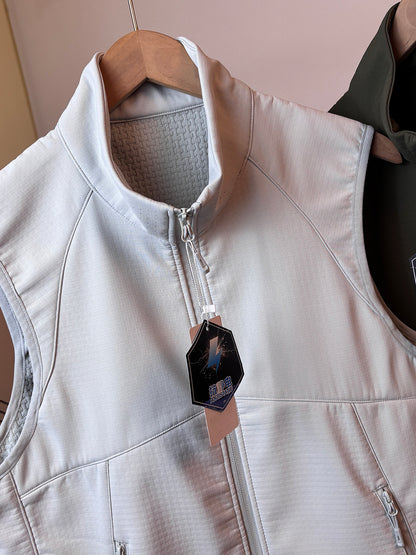 Fleece-lined high collar vest
