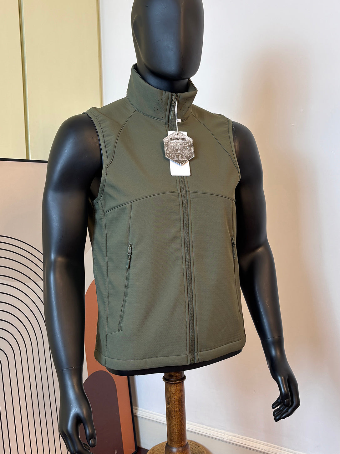 Fleece-lined high collar vest