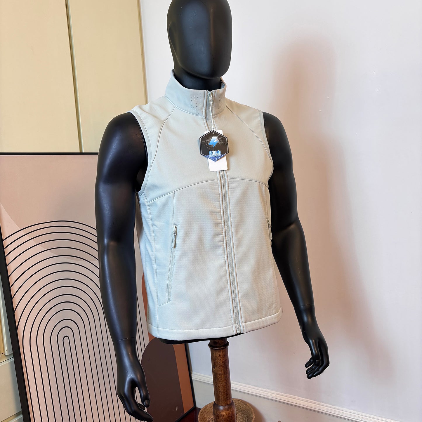 Fleece-lined high collar vest