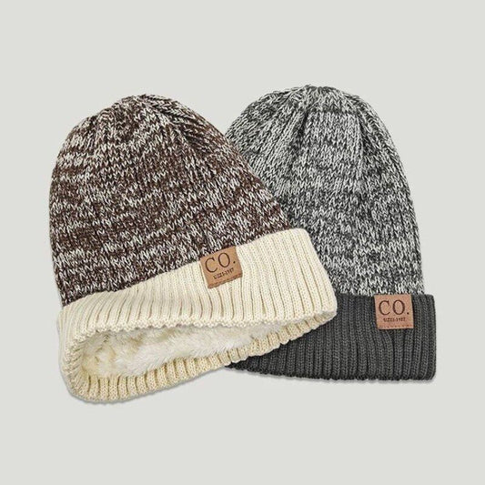Fleece-Lined Knit Beanie Hat