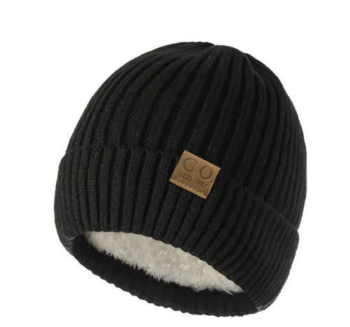 Fleece-Lined Knit Beanie Hat