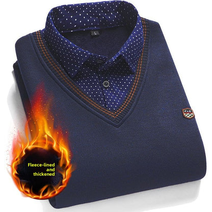 Fleece-Lined Knit Sweater for Men