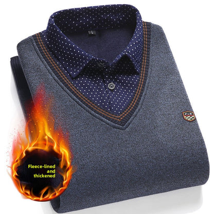 Fleece-Lined Knit Sweater for Men