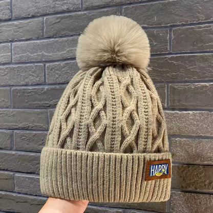Fleece-Lined Knitted Wool Hat