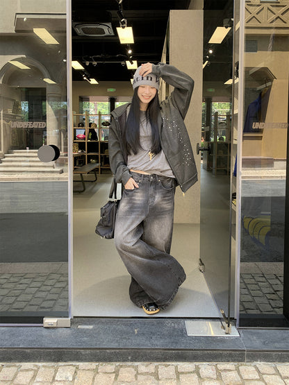 Fleece-Lined Rhinestone Star Hooded Sweatshirt