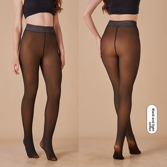 Fleece-Lined Sheer Tights with Shaping Effect