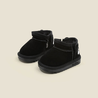 Fleece-Lined Suede Leather Snow Boots for Babies