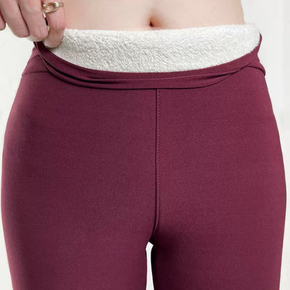 Fleece Lined Thermal Leggings Women Elastic Winter Pants