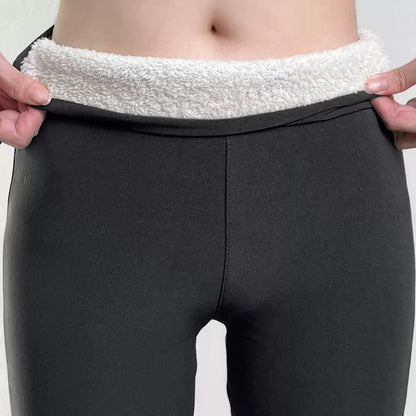 Fleece Lined Thermal Leggings Women Elastic Winter Pants