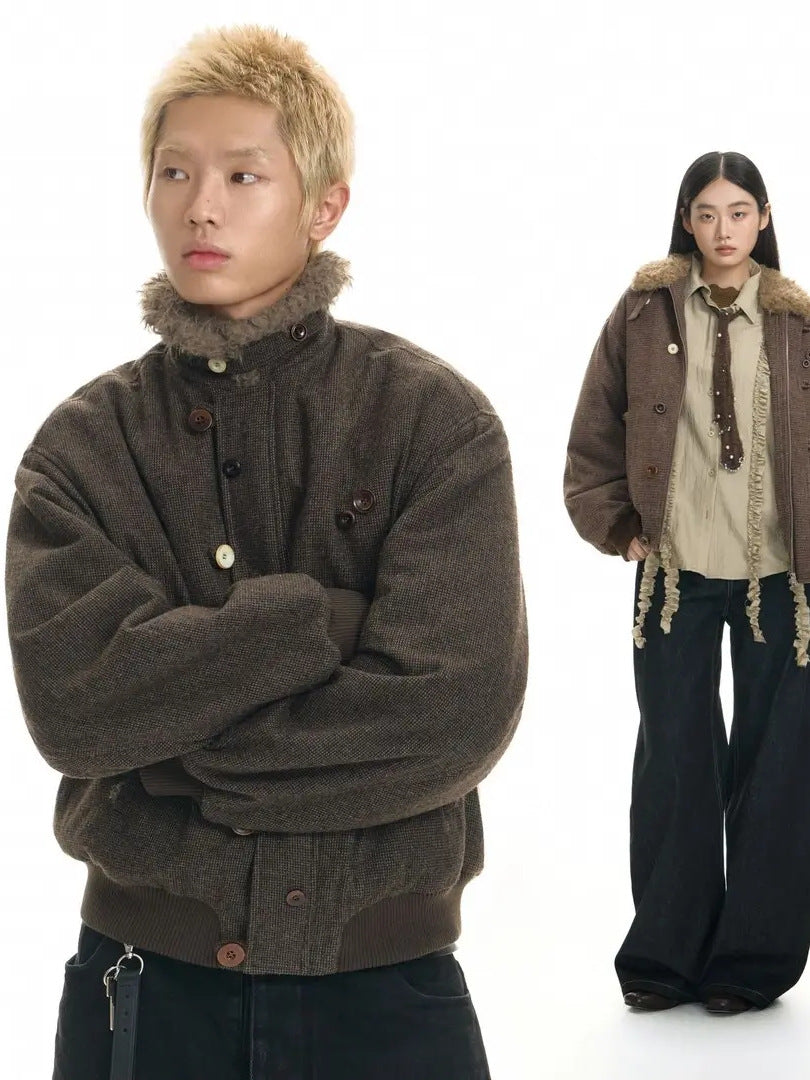 Fleece-lined warm cotton-padded jacket