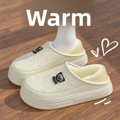 Fleece-lined Waterproof Cotton Slippers