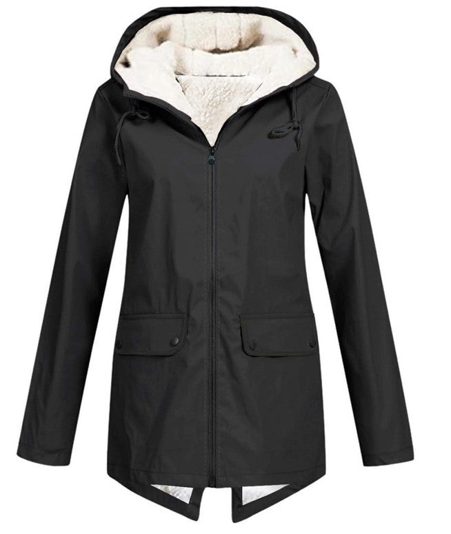Fleece Lined Waterproof Windproof Hooded Jacket