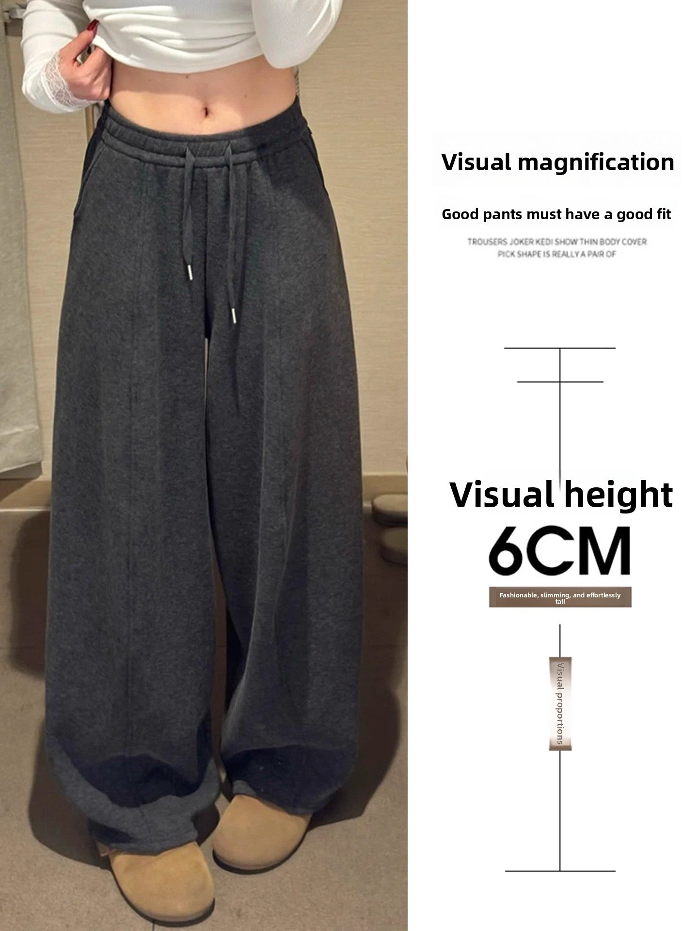 Fleece-Lined Wide-Leg Pants