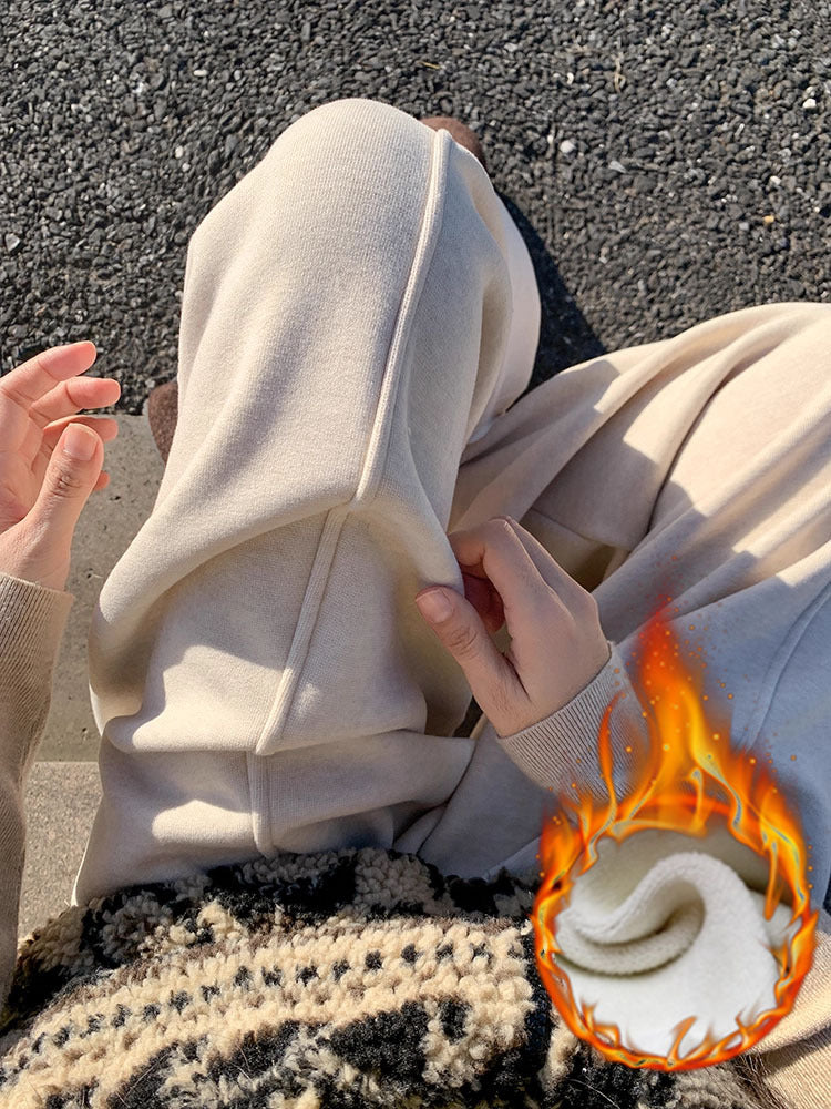 Fleece-Lined Wide-Leg Pants