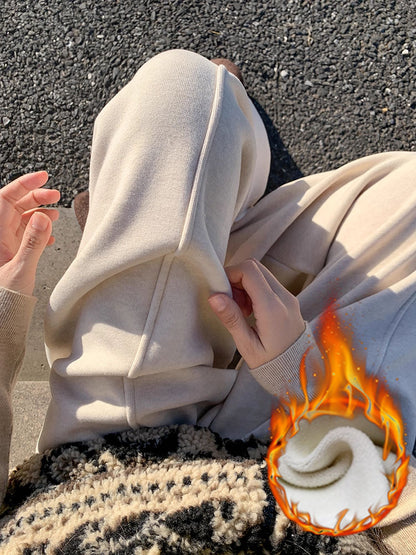 Fleece-Lined Wide-Leg Pants