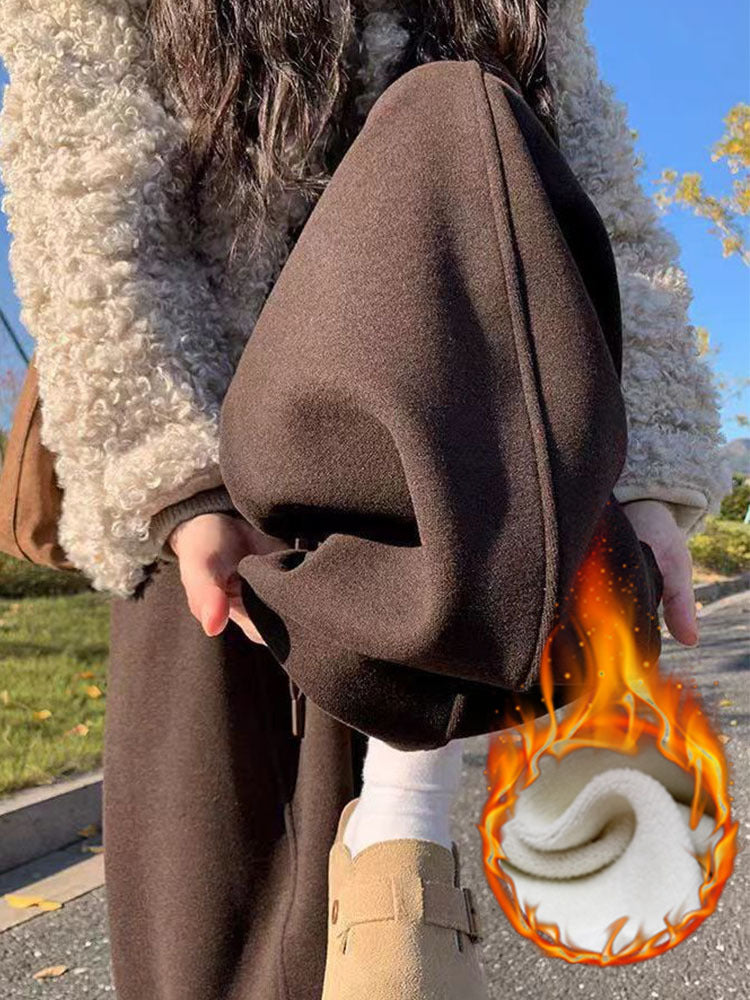 Fleece-Lined Wide-Leg Pants