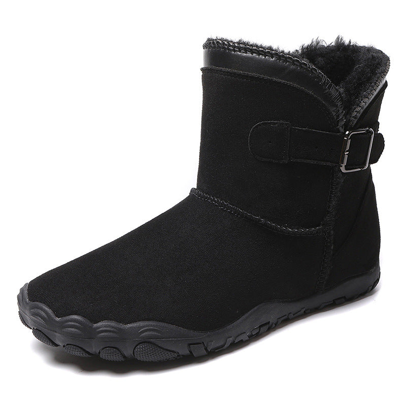 Fleece-lined winter hiking boots with rubber sole