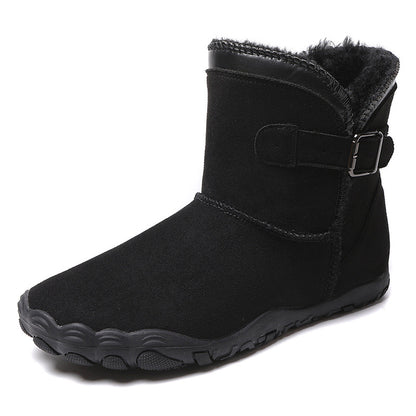 Fleece-lined winter hiking boots with rubber sole