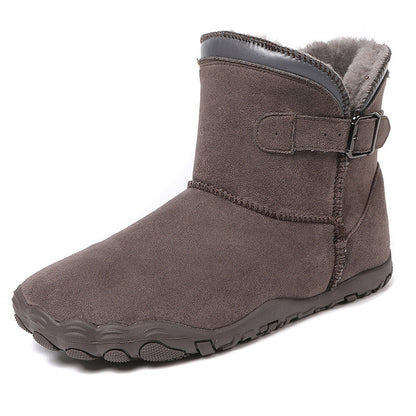 Fleece-lined winter hiking boots with rubber sole